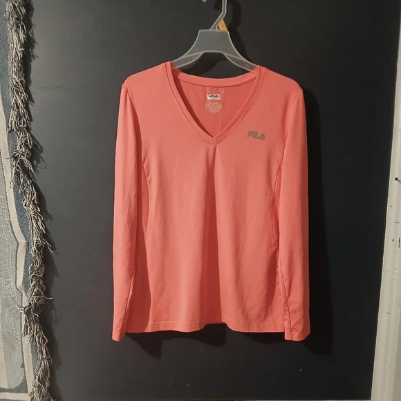 Fila Women's Pink V-Neck Top Long Sleeve Size Small - Picture 1 of 6